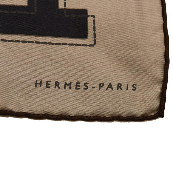 HERMES Scarf Silk 2Set Yellow Gray Auth ac1017 - Picture 16 of 16